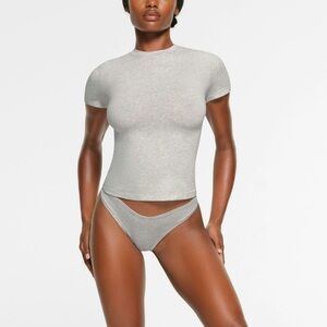 Skims Cotton Jersey T Shirt Grey Size S